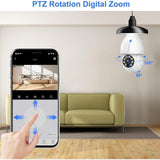 Lukyamzn Wireless Indoor Plug-in WiFi Security Camera with Color Night Vision 2-Way Audio 5G Light Bulb Security Camera, White