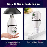 Lukyamzn Wireless Indoor Plug-in WiFi Security Camera with Color Night Vision 2-Way Audio 2.45-5G 4MP Camera E27 Socket, White