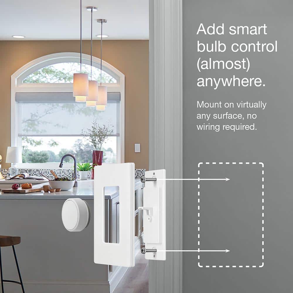 Lutron Aurora Smart Bulb Dimmer Switch for Paddle Switches, for Philips Hue Smart Bulbs, White (Z3-1BRL-PKGD-WH)