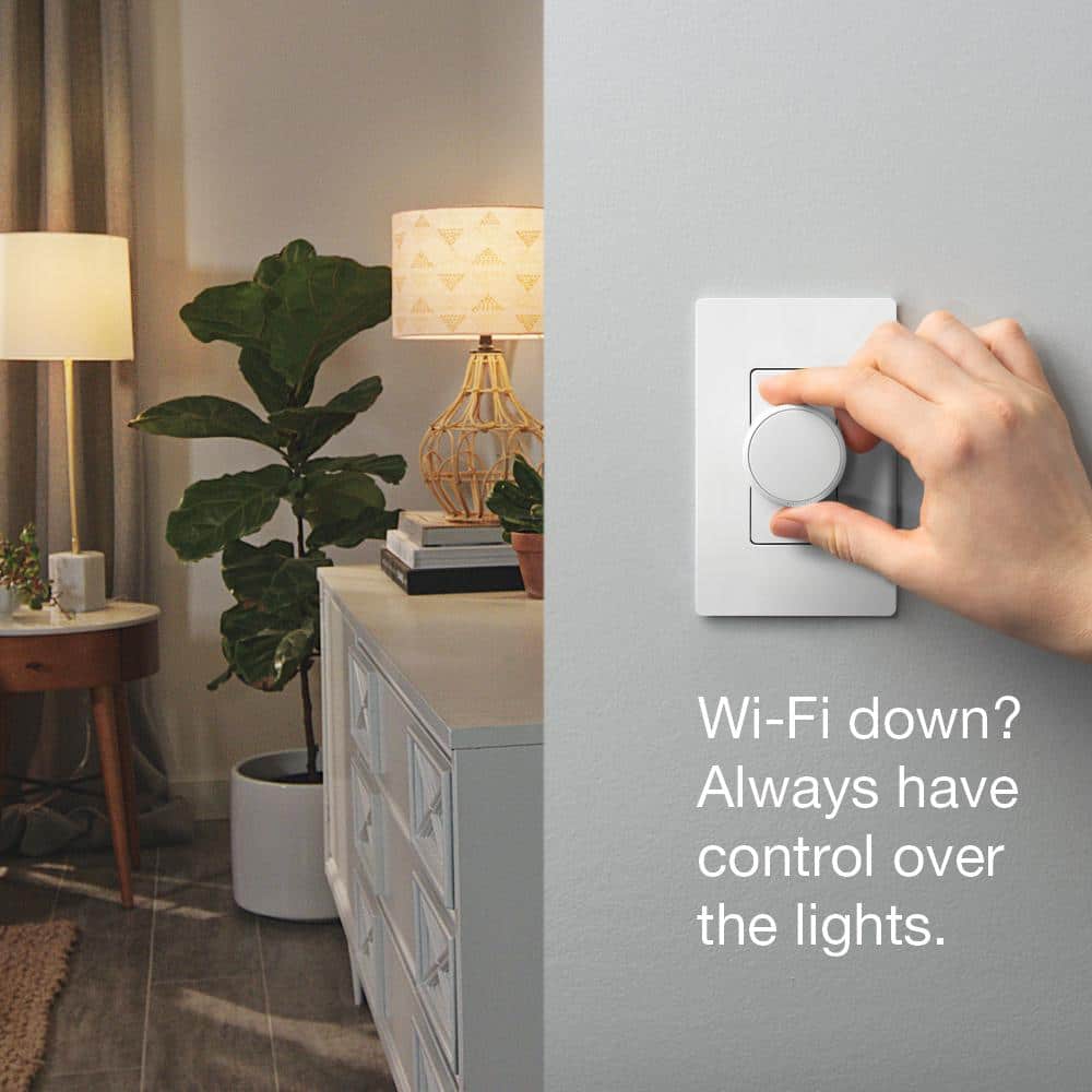 Lutron Aurora Smart Bulb Dimmer Switch for Paddle Switches, for Philips Hue Smart Bulbs, White (Z3-1BRL-PKGD-WH)