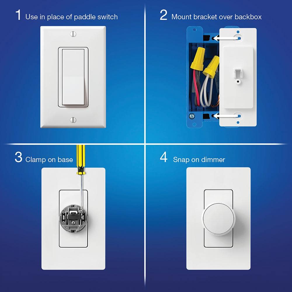 Lutron Aurora Smart Bulb Dimmer Switch for Paddle Switches, for Philips Hue Smart Bulbs, White (Z3-1BRL-PKGD-WH)
