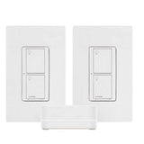 Lutron Caseta Smart Lighting Switch (2 Count) Starter Kit with Smart Hub, Neutral Wire Required (CASETA-2SW-HD)