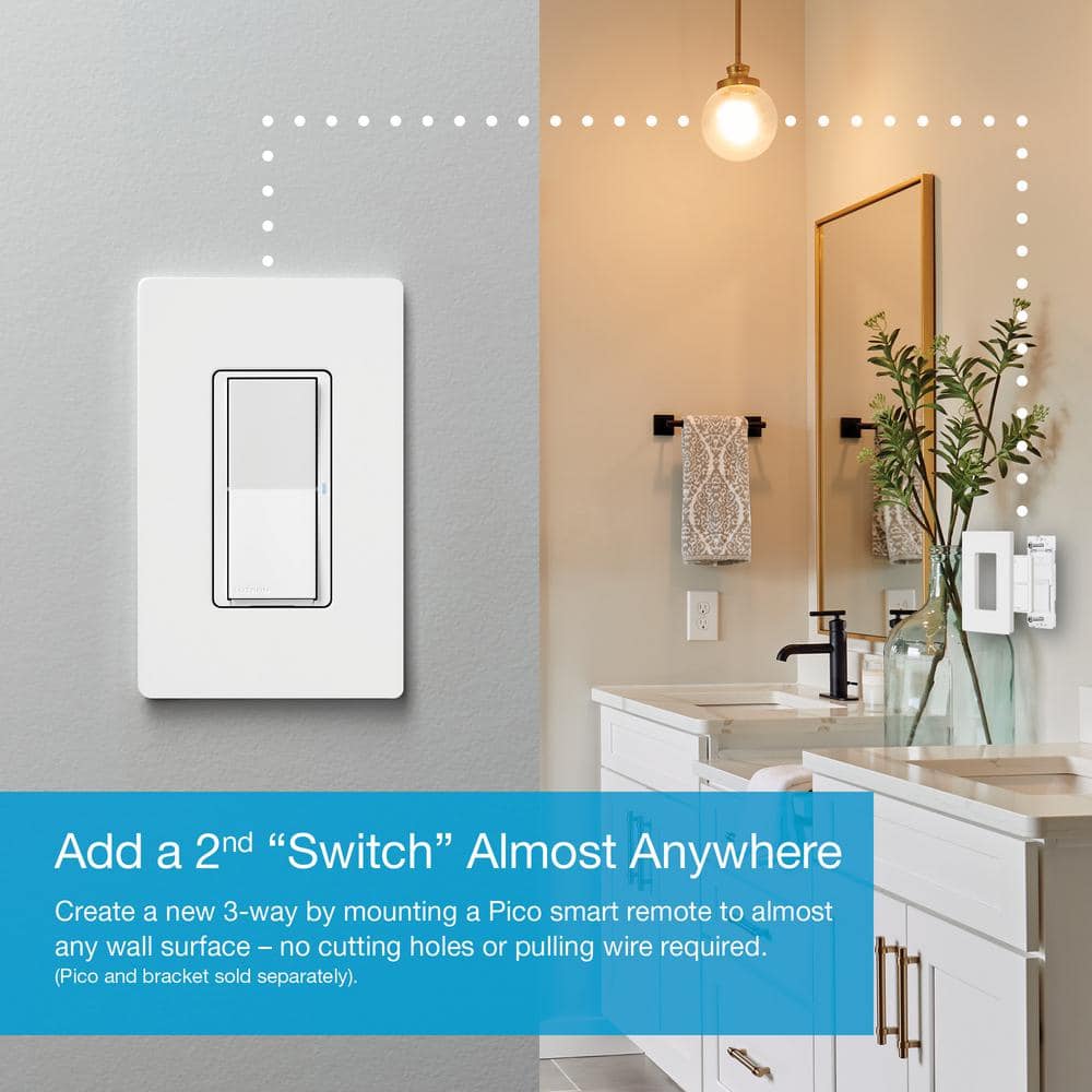 Lutron Claro Smart Switch for Caseta, On/Off Control of Lights/Fans, 5-Amp/Neutral Wire Required, White (DVRF-5NS-WH-R)