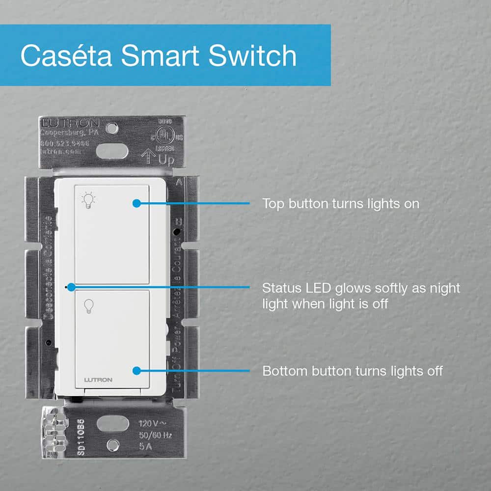 Lutron Caseta Smart Switch Starter Kit with Smart Hub, Neutral Wire Required, White (P-BDG-PKG1WS)