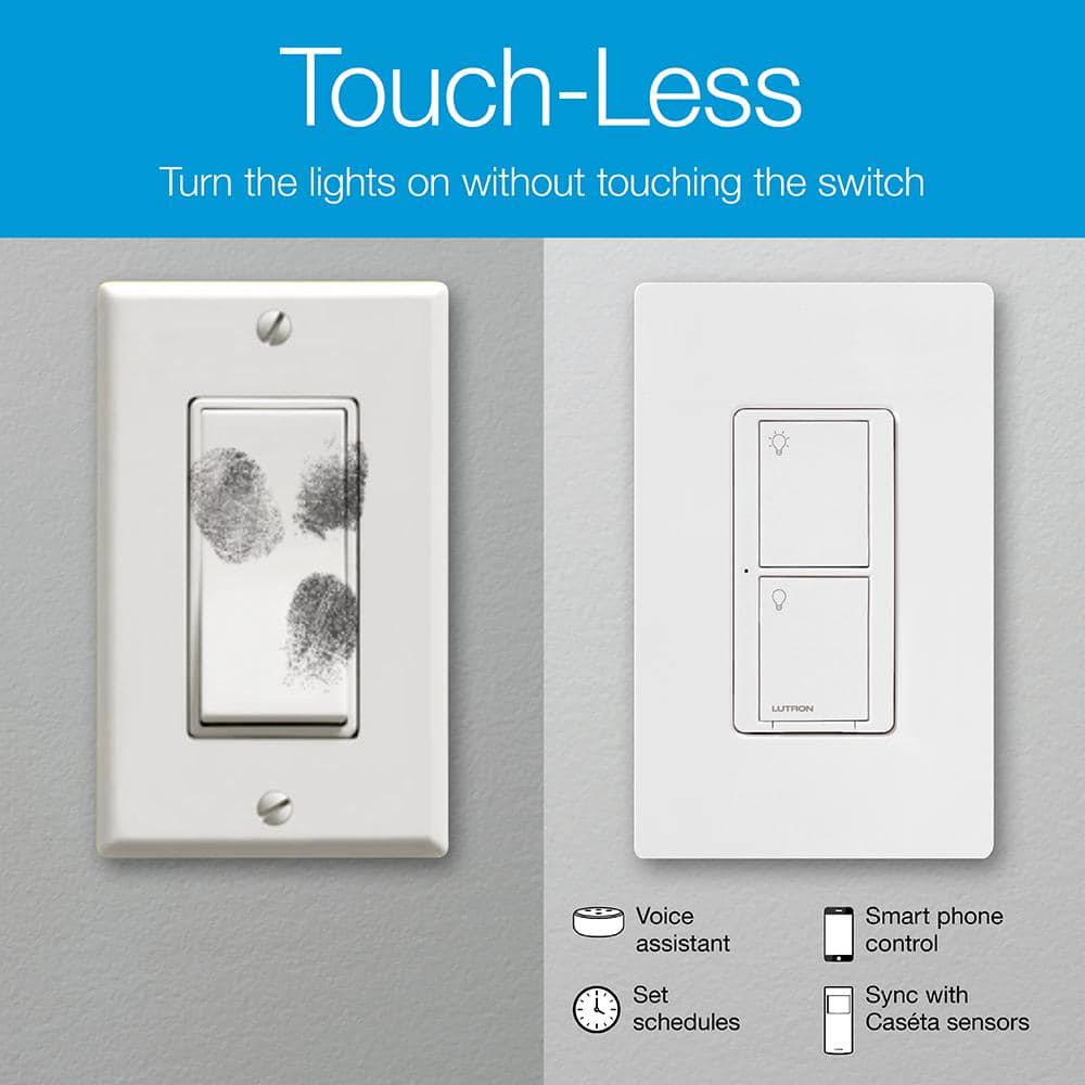 Lutron Caseta Smart Switch (2 Count) Deluxe Kit with Smart Hub and Pico Remote, Neutral Wire Required (P-BDG-PKG2WS-WH)