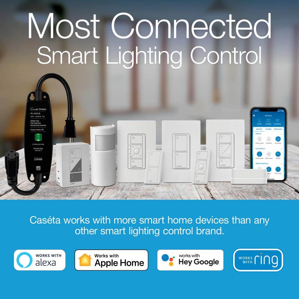 Lutron Caseta Smart Switch (2 Count) Deluxe Kit with Smart Hub and Pico Remote, Neutral Wire Required (P-BDG-PKG2WS-WH)
