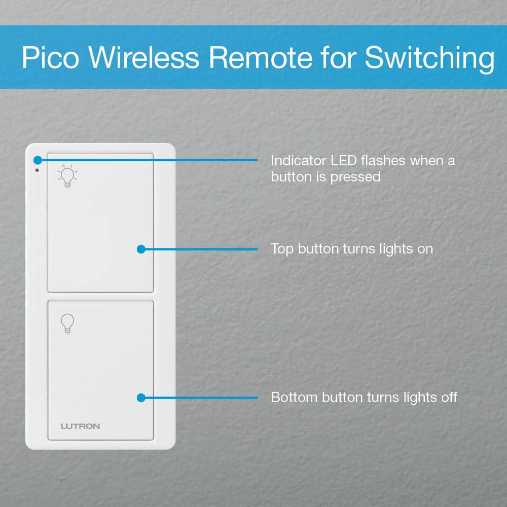 Lutron Caseta Smart Switch 3 Way Kit, with Remote/Bracket, for All Bulbs or Fans, 5A/Neutral Wire Required, White (P-PKG1WS-WH)