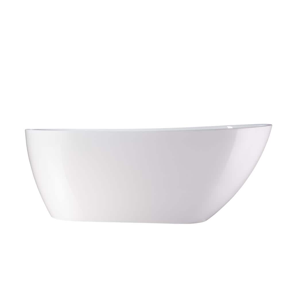 Vanity Art Colombes 67 in. Acrylic Flatbottom Freestanding Bathtub in White/Matte Black