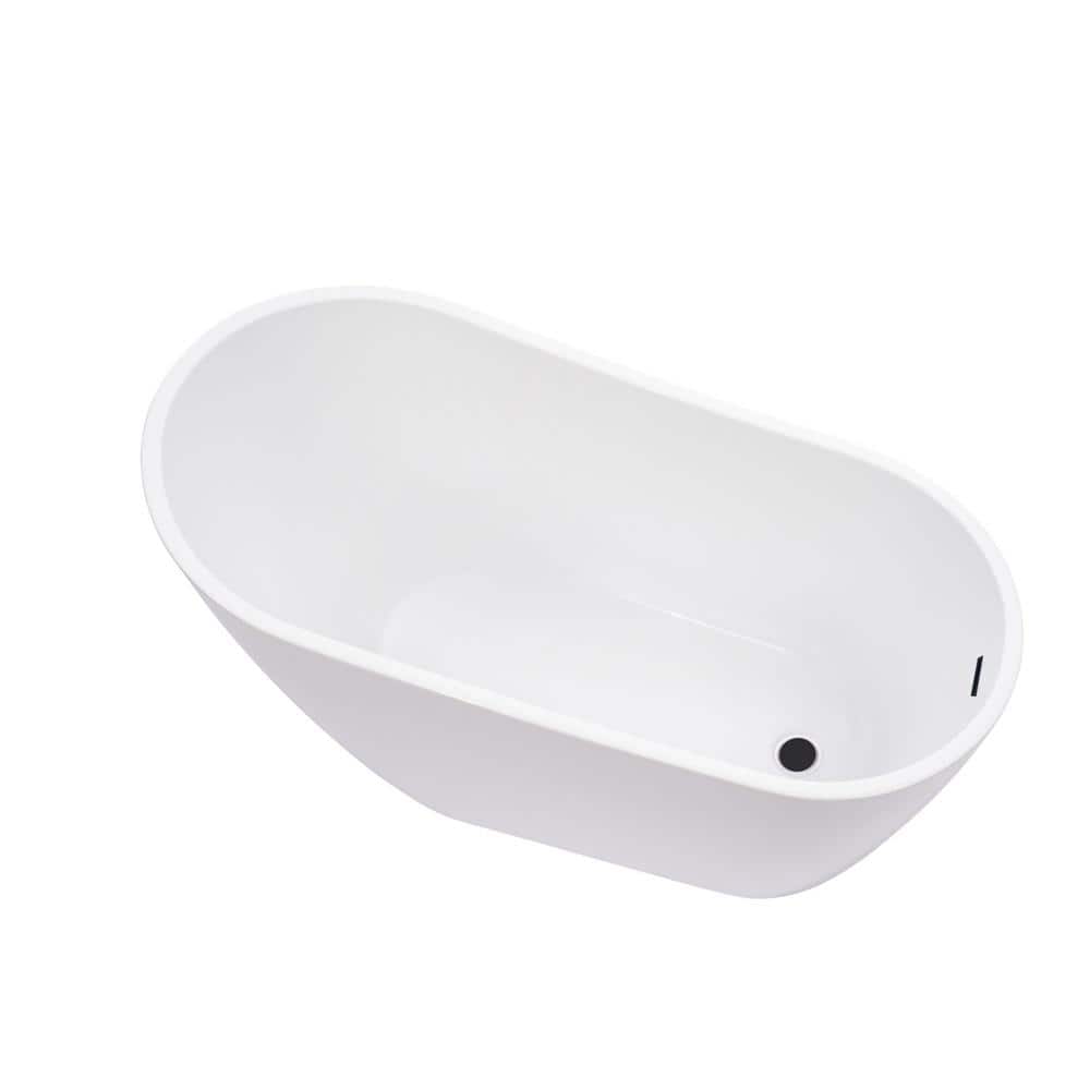 Vanity Art Colombes 67 in. Acrylic Flatbottom Freestanding Bathtub in White/Matte Black