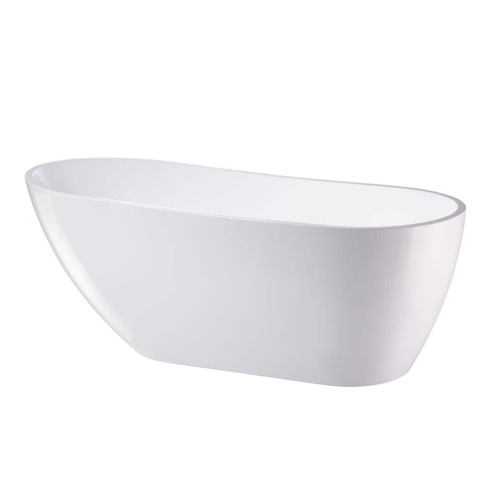 Vanity Art Colombes 67 in. Acrylic Flatbottom Freestanding Bathtub in White/Matte Black