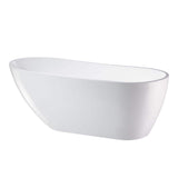 Vanity Art Colombes 67 in. Acrylic Flatbottom Freestanding Bathtub in White/Matte Black