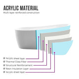 Vanity Art Colombes 67 in. Acrylic Flatbottom Freestanding Bathtub in White/Matte Black