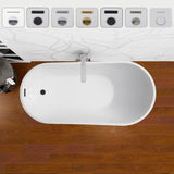 Vanity Art Colombes 67 in. Acrylic Flatbottom Freestanding Bathtub in White/Matte Black