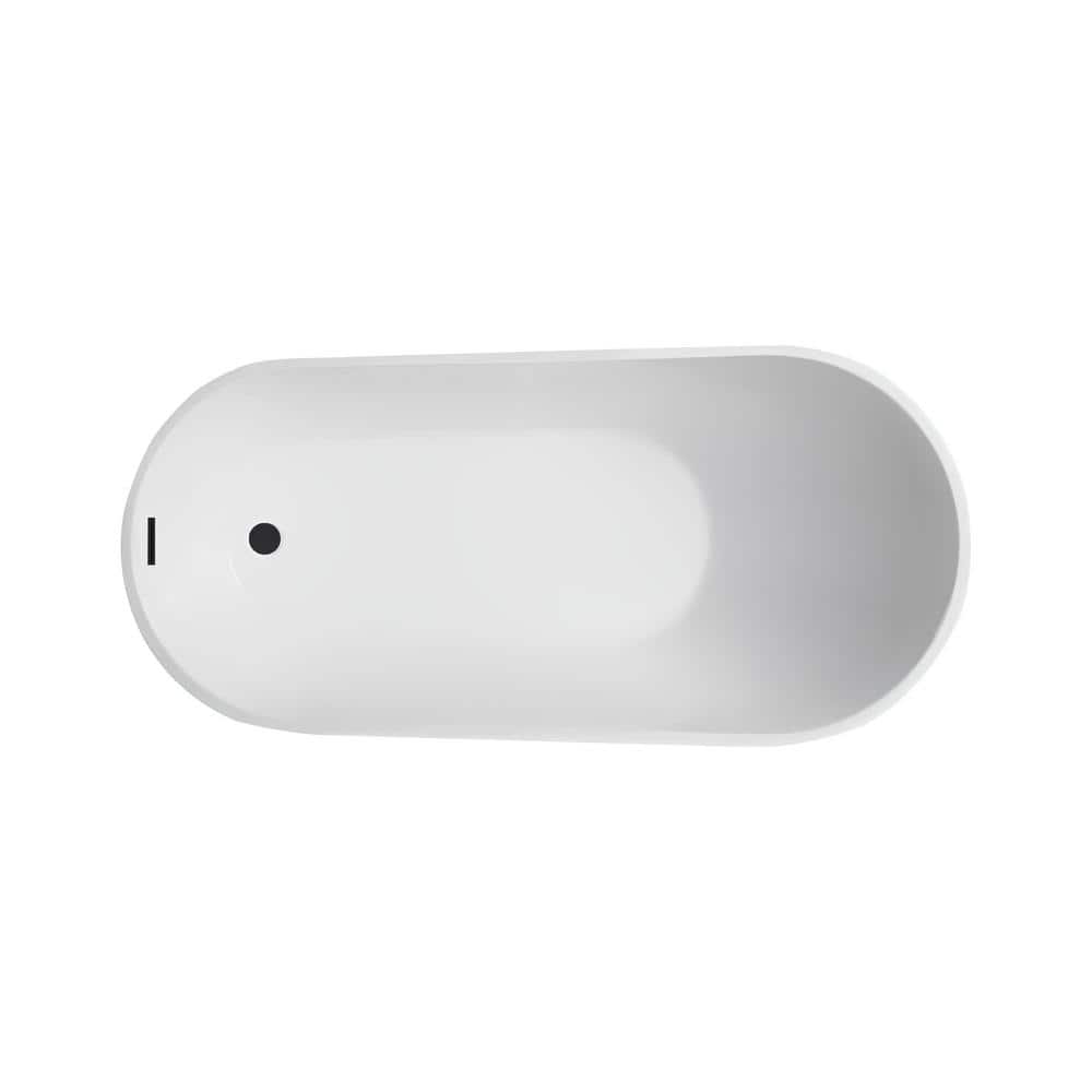 Vanity Art Colombes 67 in. Acrylic Flatbottom Freestanding Bathtub in White/Matte Black
