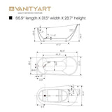 Vanity Art Colombes 67 in. Acrylic Flatbottom Freestanding Bathtub in White/Matte Black