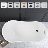 Vanity Art Unbranded Limoges 55 in. Acrylic Flatbottom Bathtub in White/Matte Black