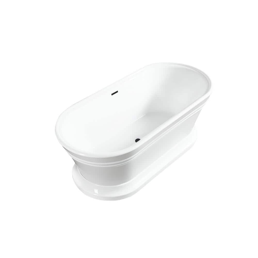 Vanity Art Versailles 67 in. x 31 in. Acrylic Freestanding Soaking Bathtub with Center Drain in White/Matte Black