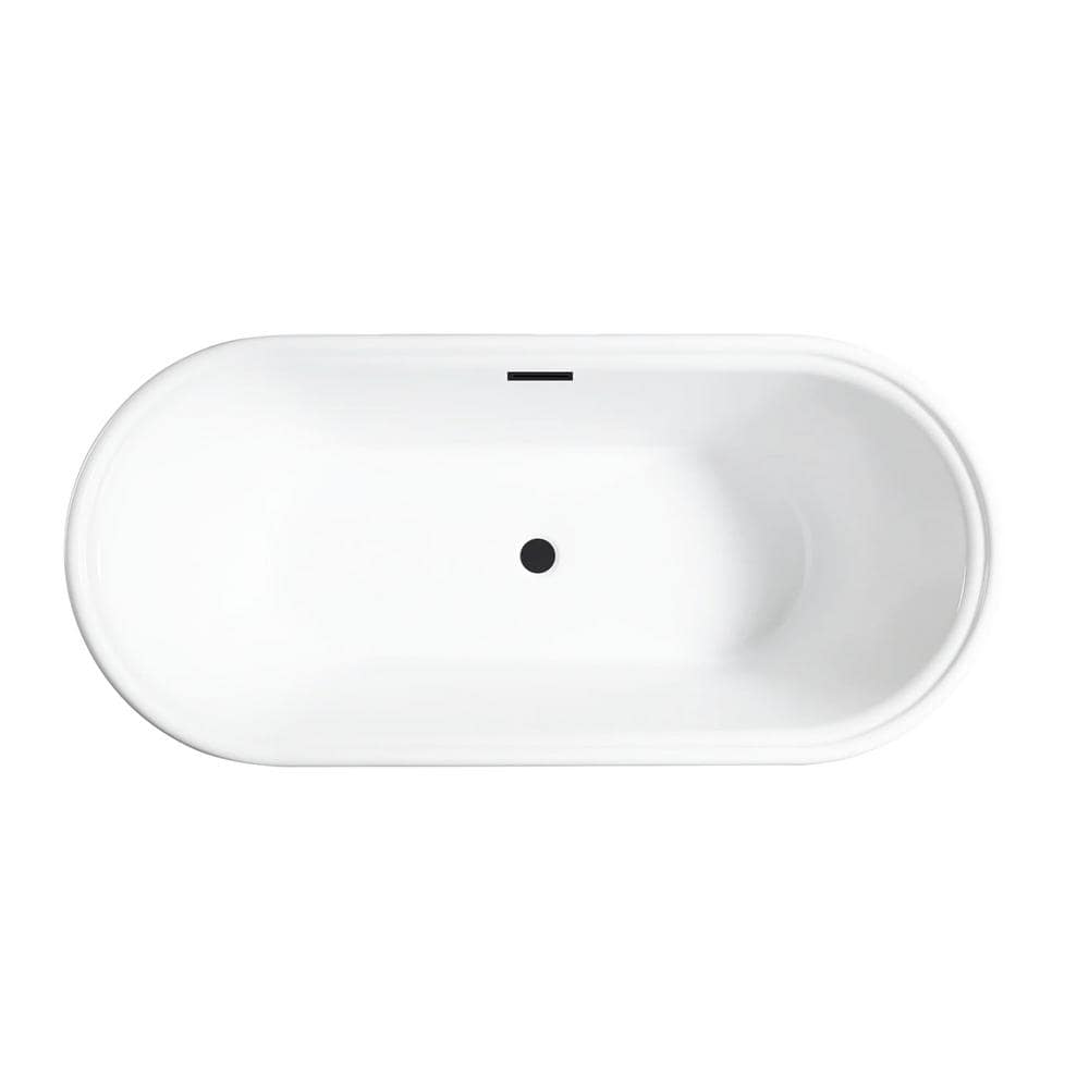 Vanity Art Versailles 59 in. Acrylic Flatbottom Freestanding Bathtub in White/Matte Black