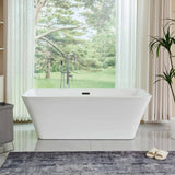 Vanity Art Nantes 67 in. x 30 in. Acrylic Freestanding Soaking Bathtub with Center Drain in White/Matte Black