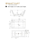 Vanity Art 67 in. Acrylic Flatbottom Freestanding Bathtub in White/Matte Black