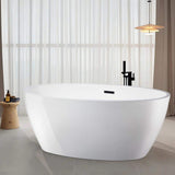 Vanity Art Amiens 69 in. x 40 in. Acrylic Flatbottom Freestanding Soaking Bathtub with Center Drain in White/Matte Black