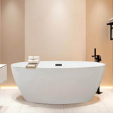 Vanity Art Amiens 69 in. x 40 in. Acrylic Flatbottom Freestanding Soaking Bathtub with Center Drain in White/Matte Black