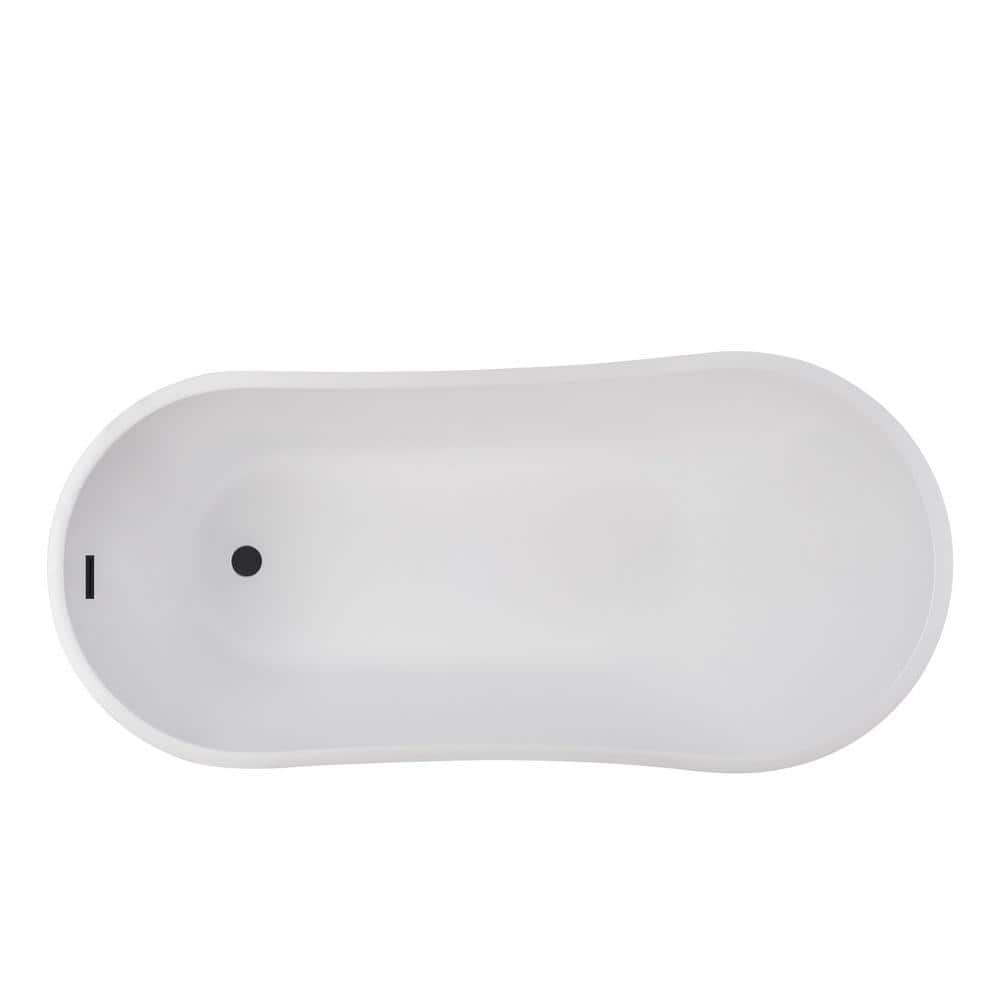 Vanity Art Clermont 59 in. Acrylic Freestanding Flatbottom Bathtub in White/Matte Black