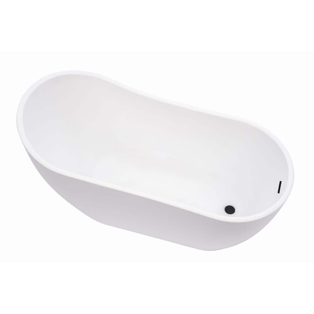 Vanity Art Clermont 59 in. Acrylic Freestanding Flatbottom Bathtub in White/Matte Black