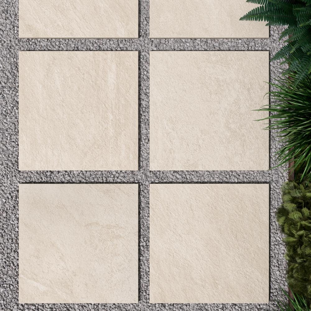 Sample – Alpe White 6 in. x 6 in. x 0.75 in. Stone-Look Porcelain Paver