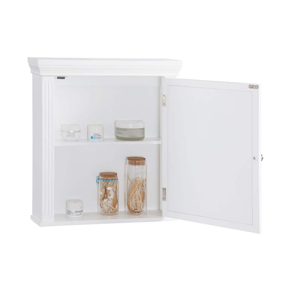 Teamson Home Chestnut 18.5 in. W x 20 in. H White Wooden Surface Mount Bathroom Medicine Cabinet with Mirror and Crown Molded Top