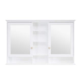 ANGELES HOME 55 in. W x 35 in. H Rectangular Solid Wood Bathroom Medicine Cabinet with Mirror, 2 Soft-Closed Doors, Easy Hang, White