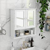 Unbranded 21.65 in. W x 22.83 in. H Rectangular White Surface Mount Bathroom Medicine Cabinet with Mirror and Open Shelf