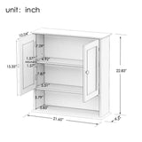 Unbranded 21.65 in. W x 22.83 in. H Rectangular White Surface Mount Bathroom Medicine Cabinet with Mirror and Open Shelf
