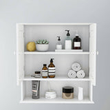 Unbranded 21.65 in. W x 22.83 in. H Rectangular White Surface Mount Bathroom Medicine Cabinet with Mirror and Open Shelf
