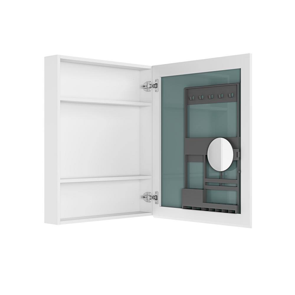 cadeninc 24 in. W x 30 in. H Rectangular Recessed/Surface Mount Beveled Single Mirror Bathroom Medicine Cabinet,White