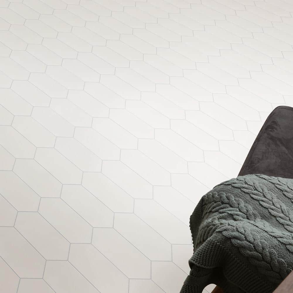 Merola Tile Kite White 4 in. x 11-3/4 in. Porcelain Subway Floor and Wall Tile (11.81 sq. ft. / Case)