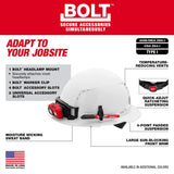 Milwaukee BOLT White Type 1 Class C Front Brim Vented Hard Hat with 4-Point Ratcheting Suspension and Dual-Coat Full Face Shield