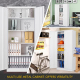 Mlezan Metal Garage Cabinet 35.4 in. W x 72 in. H x 18 in. D 24-Gauge Steel Metal Storage Cabinet 4 Shelves and 2 Door in White