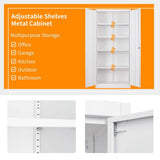 Mlezan Metal Garage Cabinet 35.4 in. W x 72 in. H x 18 in. D 24-Gauge Steel Metal Storage Cabinet 4 Shelves and 2 Door in White