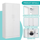 Mlezan Metal Garage Cabinet 35.4 in. W x 72 in. H x 18 in. D 24-Gauge Steel Metal Storage Cabinet 4 Shelves and 2 Door in White