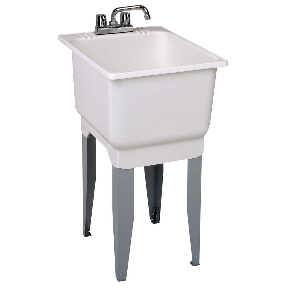 MUSTEE Utilatub Combo 18 in. x 23.5 in. x 33 in. Co-Polypure Floor Mount Laundry Tub