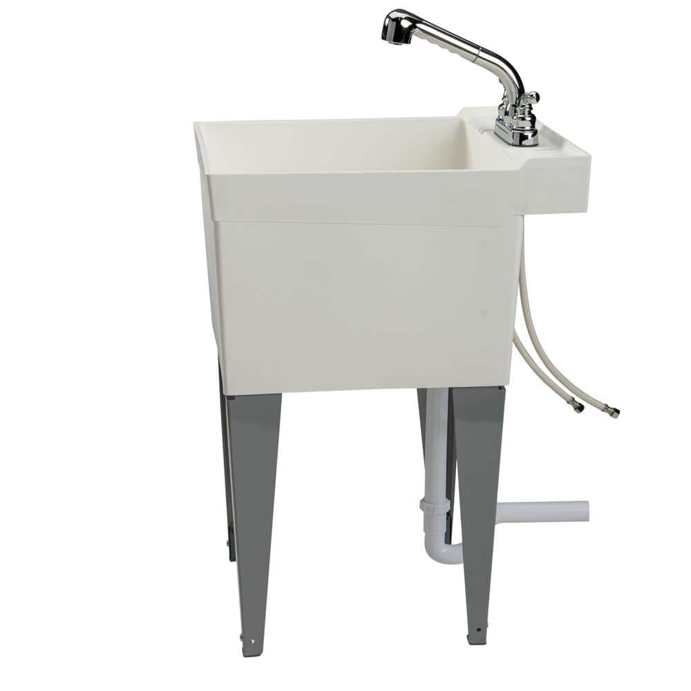 MUSTEE Utilatub 18-Gallon Freestanding Laundry Utility Sink with Pullout Faucet