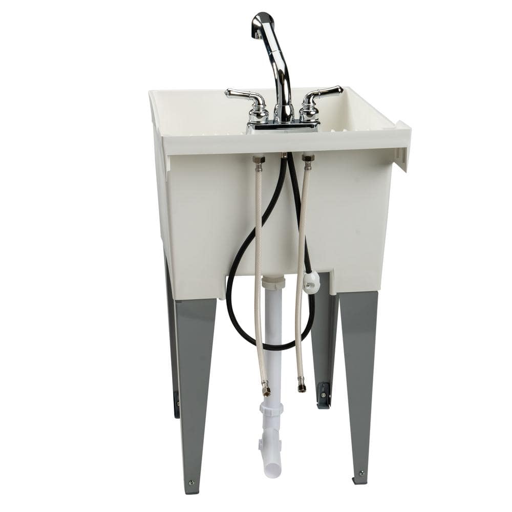 MUSTEE Utilatub 18-Gallon Freestanding Laundry Utility Sink with Pullout Faucet