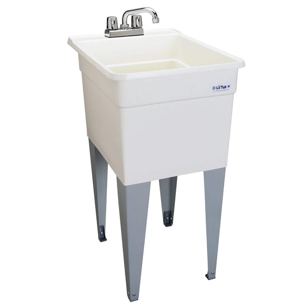 MUSTEE Utilatub Combo 24 in. x 18 in. White Polypropylene Floor Mounted Laundry Tub
