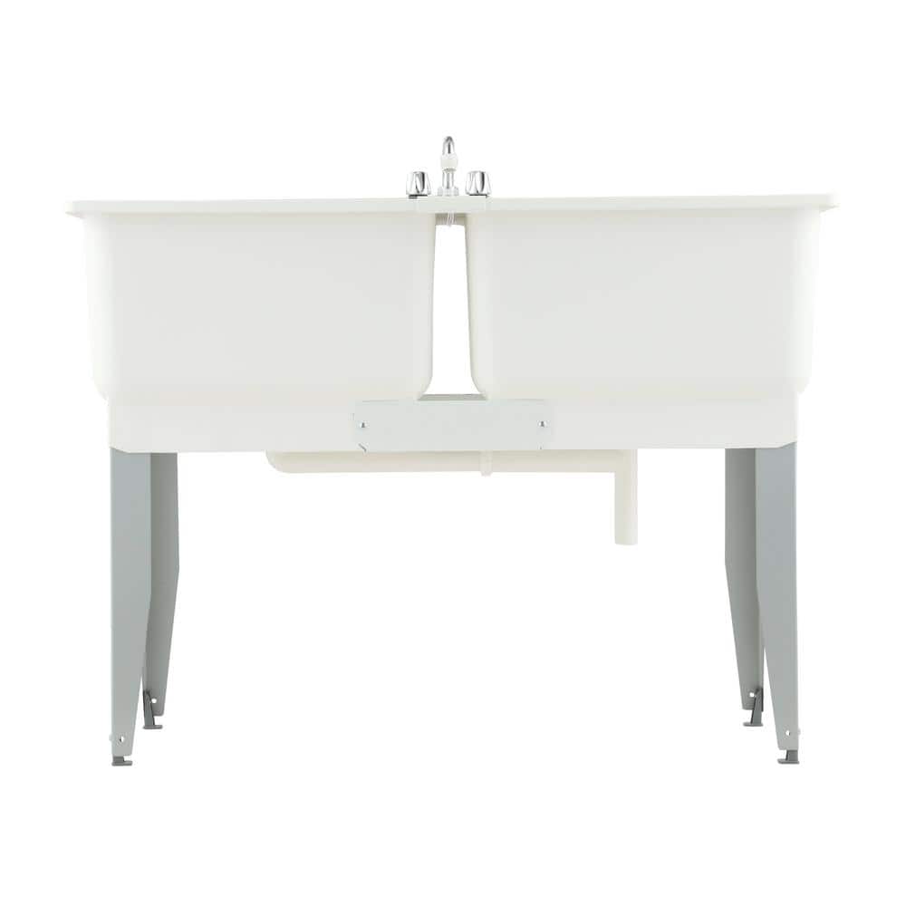 MUSTEE 46 in. x 34 in. Plastic Laundry Tub with Chrome Faucet