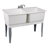 MUSTEE 46 in. x 34 in. Plastic Laundry Tub with Chrome Faucet