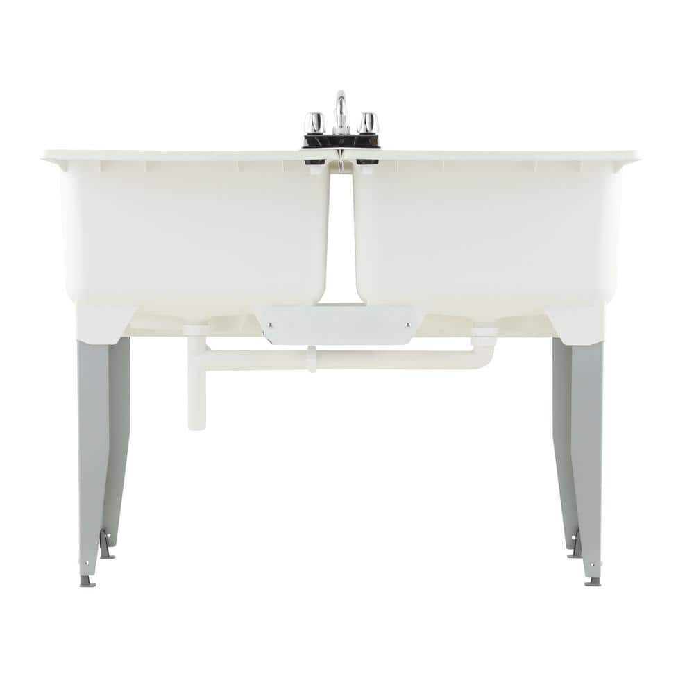 MUSTEE 46 in. x 34 in. Plastic Laundry Tub with Chrome Faucet