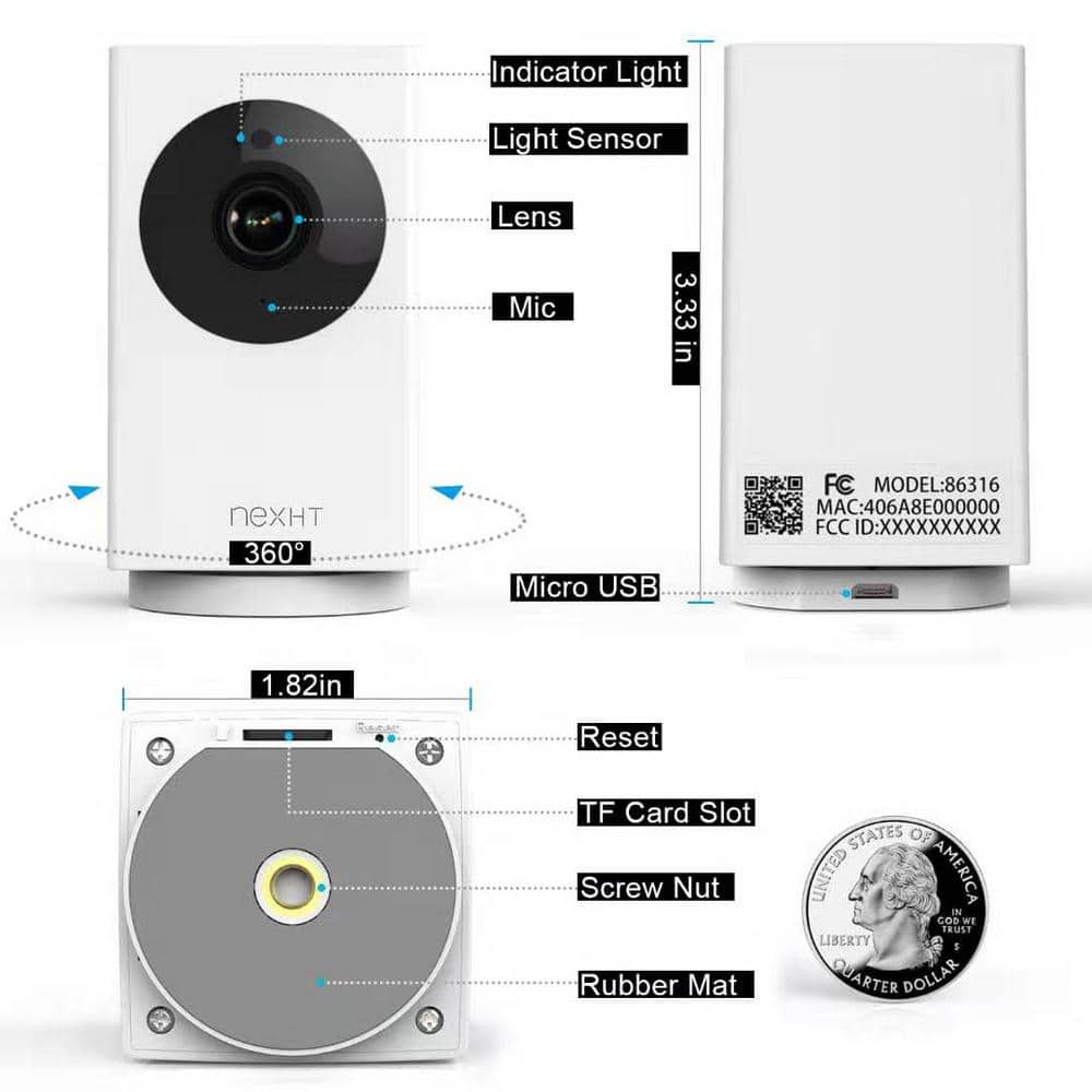 NexHT Smart WiFi 1080p Wireless Security Camera with Night Vision, 2-Way Audio, Cloud Storage, Auto Track Pan/Tilt/Zoom