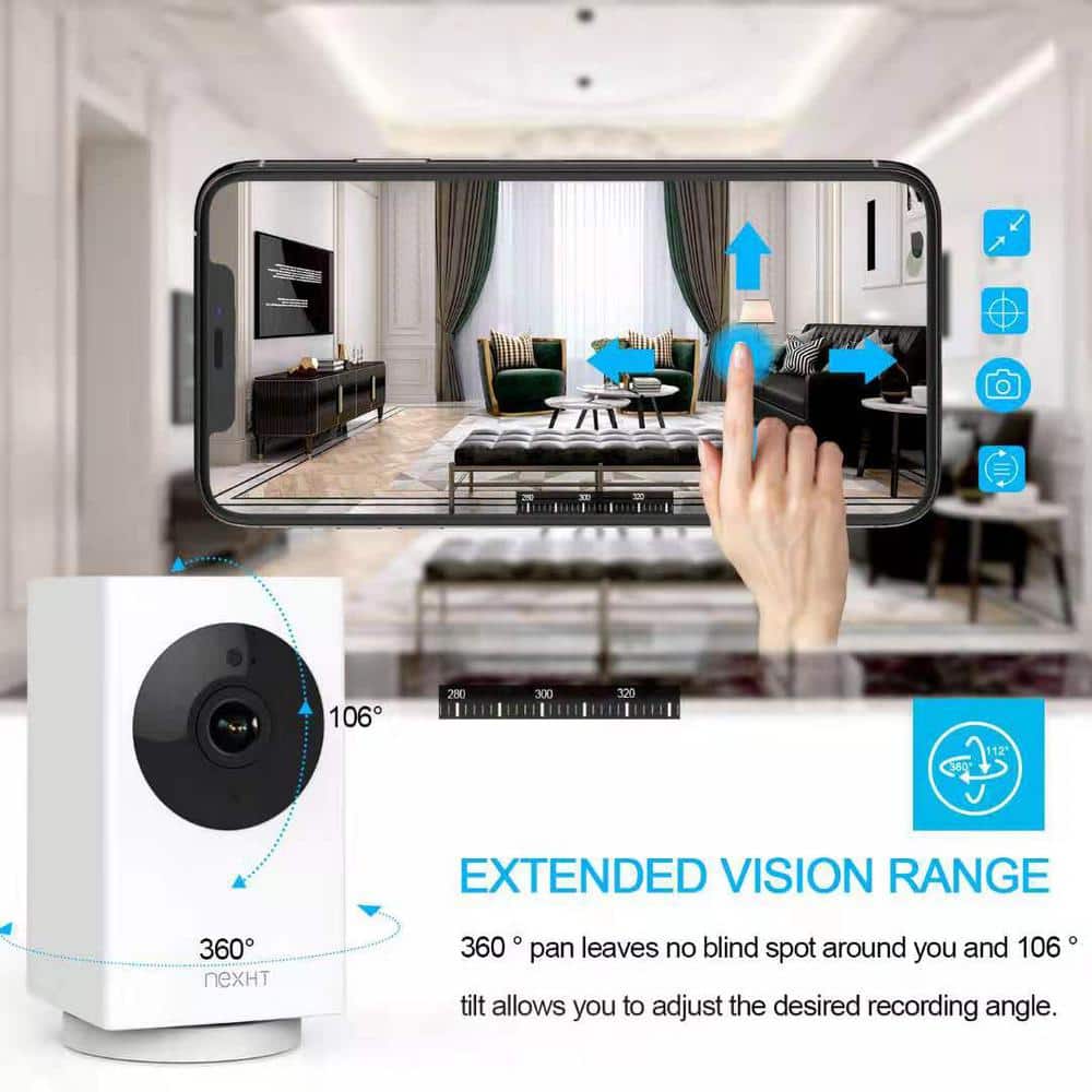 NexHT Smart WiFi 1080p Wireless Security Camera with Night Vision, 2-Way Audio, Cloud Storage, Auto Track Pan/Tilt/Zoom