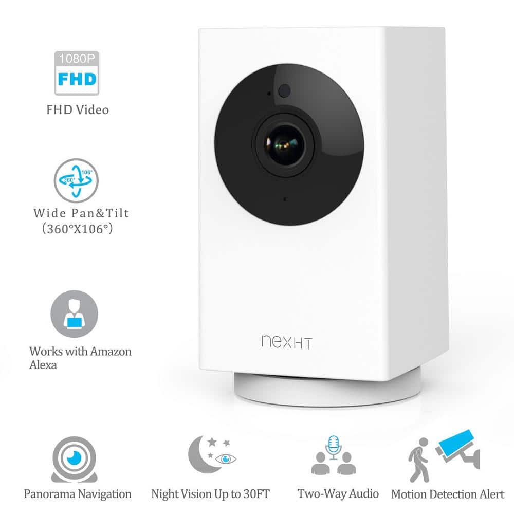 NexHT Smart WiFi 1080p Wireless Security Camera with Night Vision, 2-Way Audio, Cloud Storage, Auto Track Pan/Tilt/Zoom